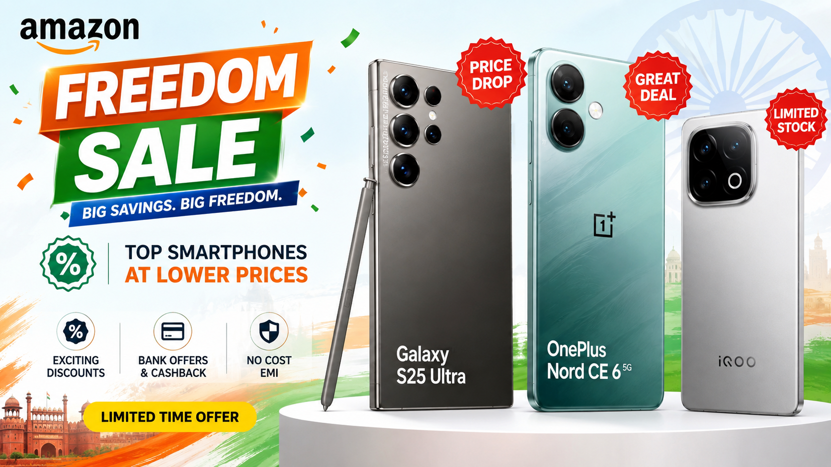Samsung Galaxy S25 Ultra, OnePlus Nord CE 6 Get Big Discounts in Amazon Freedom Sale